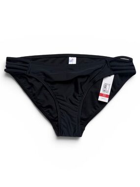 Black Strappy Bikini Low-Rise Bottoms, NWT, size Juniors Small